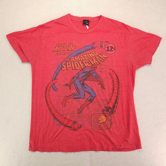 Marvel Spiderman Casual Crew Neck Short Sleeve T Shirt Adult Mens Size XL Red - Picture 2 of 9
